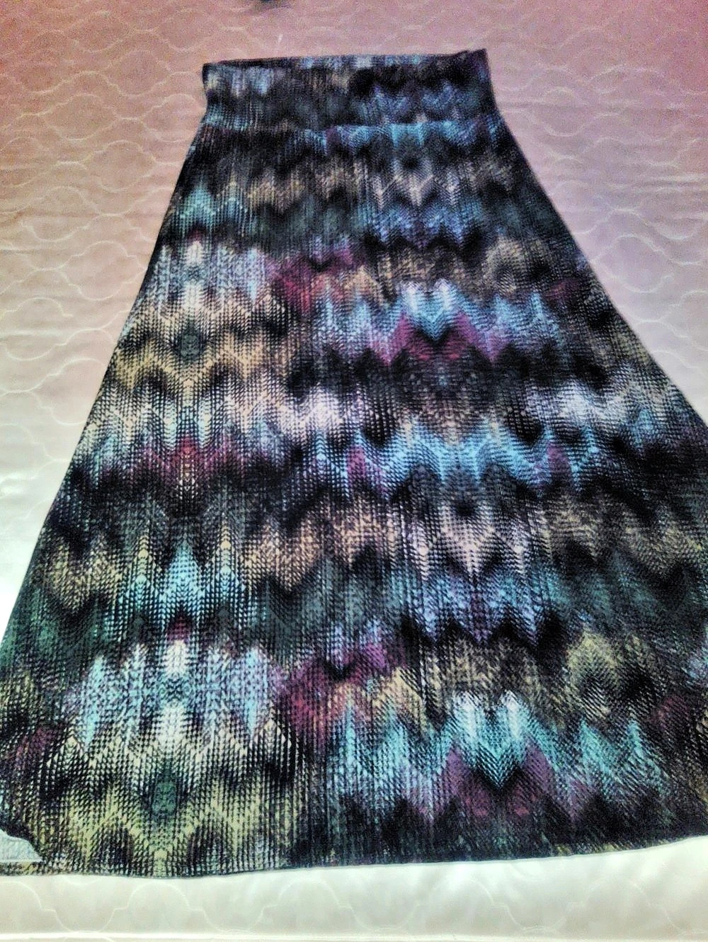 Geometric Maxi Skirt in Black & Blue